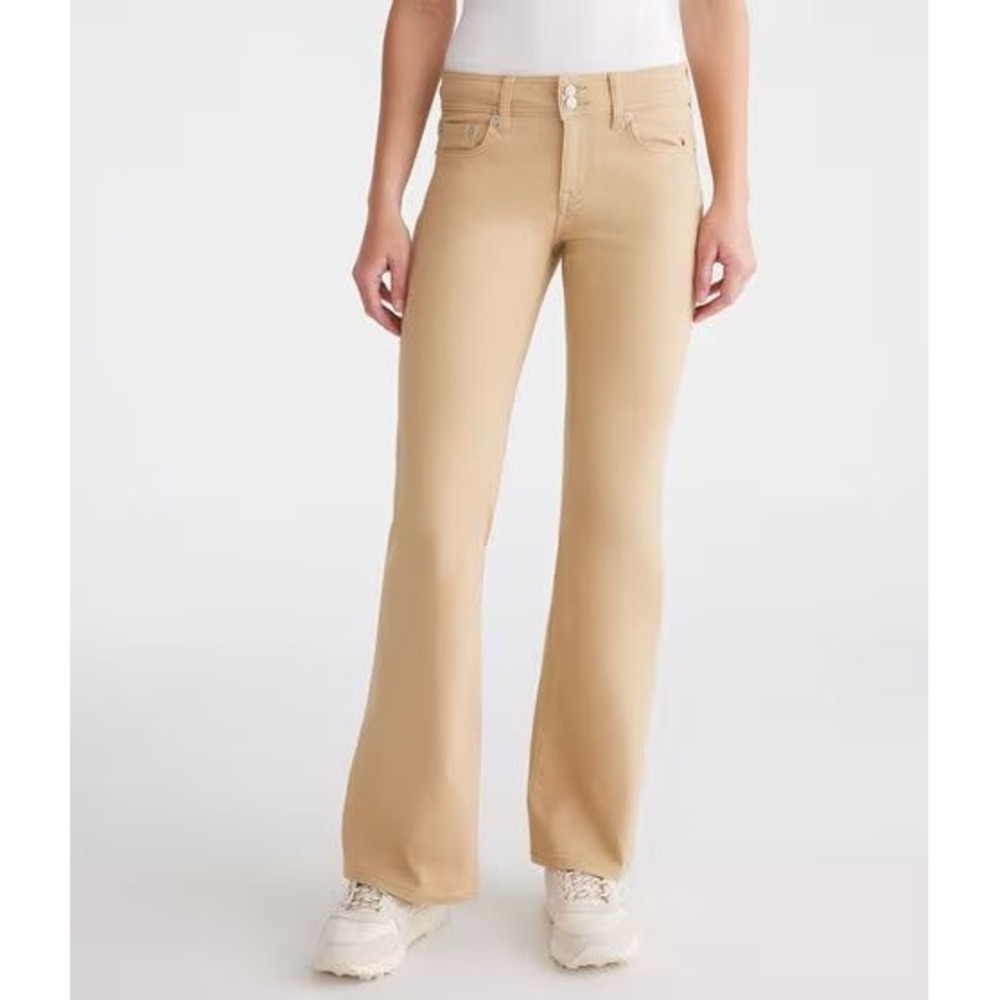 Aeropostale Women's Mid-Rise Flare Stretch Uniform Pants - Summer Tan - 2L (34")